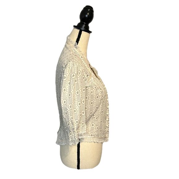 Vintage Sun n Fun Cottagecore Prairie Short Sleeve Floral Print Lace Size Large - Picture 7 of 8